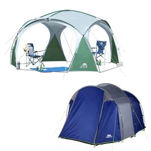 Trespass Camping Event Shelter (H220, W350, L350cm) - £65 / Trespass 4 Man 2 Room Tent - £50 (free click & collect) @ Argos
