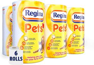 Regina Pets Towel Roll | 6 Rolls | 432 Supersized sheets £10.48 (voucher and s&s £7.33) prime + £4.99 non prime @ Amazon