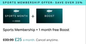 Now TV Sports £25.00 a month for 4 months + 1 Month Free Boost @ Now