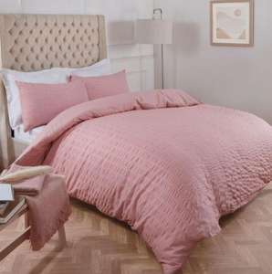 Highams Seersucker Duvet Cover Set, Blush Pink Single £8, Double £10 Kings £12 SuperKing £16.99 with Free Delivery Code @ OHS