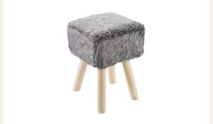 Square Grey Faux Fur Stool - £14.99 (+£2.95 Delivery) @ Aldi