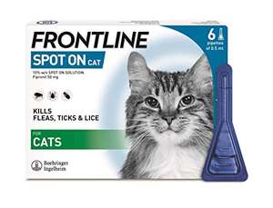 FRONTLINE Spot On Flea & Tick Treatment for Cats - 6 Pipettes £11.99 + £4.49 NP @ Amazon