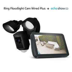 Ring Floodlight Cam Wired Plus by Amazon + Echo Show 8 (1st Gen) Charcoal Fabric | 1080p HD Video - £149 @ Amazon