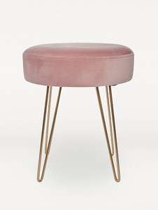 Pink Small Velvet Stool £17 free click and collect @ Asda George