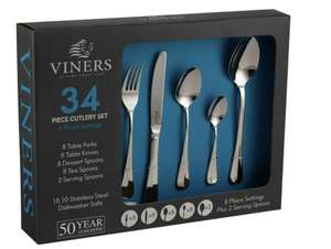 Viners Stainless Steel Cutlery Set, 34 Pieces £41.89 @ Costco