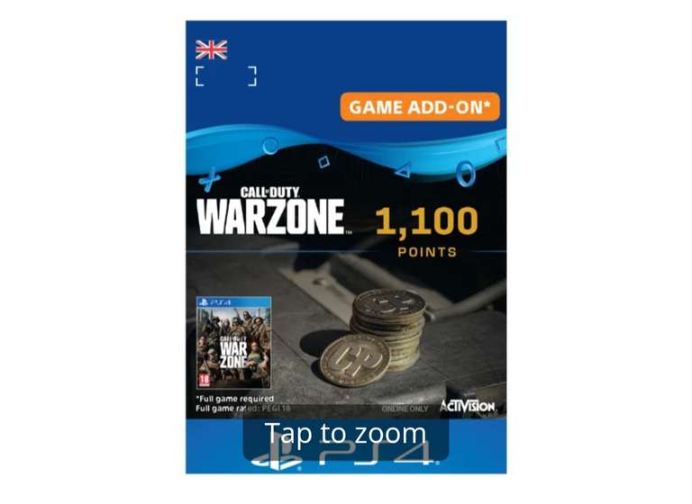 Call of duty warzone 1100 points PS4/5 £3.49 with code @ Game