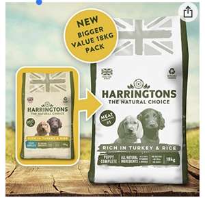 Harringtons Complete Dry Puppy Food Rich In Turkey & Rice 18Kg £33.75 / £32.06 S&S (£16.88 with 35% off voucher & 15% off voucher) @ Amazon