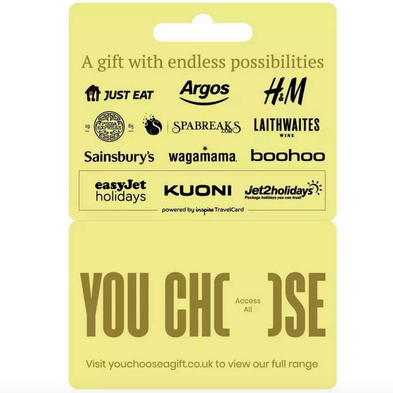 £50 You Choose All Access Gift Card (2 x £25) - can be used online at Sainsbury's / Argos = £45 with code + free digital delivery @ Argos