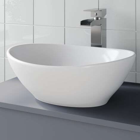 Affine Roubaix Bathroom Vanity Wash Basin Sink Countertop Oval Curved White Modern 410 x 330mm for £39.67 delivered @ ManoMano / Plumbworld