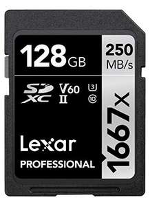 Lexar UHS-II 128GB SD Card up to 250MB/s read and 120MB/s write £25 @ Amazon
