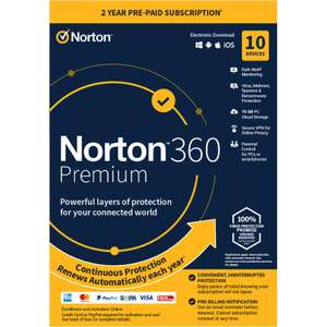 Norton 360 Premium 2022. 2 YEARS Protection for 10 Devices, Inc: Cloud Storage, VPN & So Much More £19.99 @ Computer Active Store