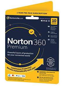 Norton 360 Premium 10 licences - activation by post £15.99 prime + £2.99 non prime @ Amazon
