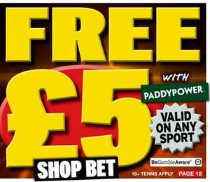 FREE £5 in Shop Bet Coupon in today's Daily Star Newspaper 60p @ Paddy Power