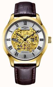 Rotary Men's Mécanique, Skeleton, Brown Leather - £167 @ FCW
