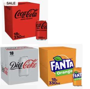 Fanta / Diet Coke / Coke Zero 18 x 330ml £5.50 @ Asda