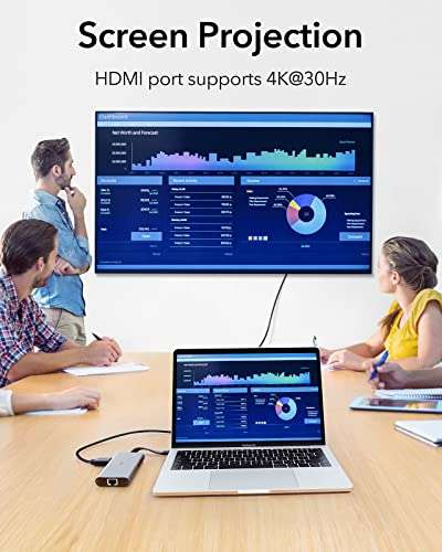 ESR 8-in-1 Portable Hub, USB-C Hub with Gigabit Ethernet, 4K@30Hz HDMI, 100W Power Delivery,SD Card Reader w/voucher @ BDCollection EU