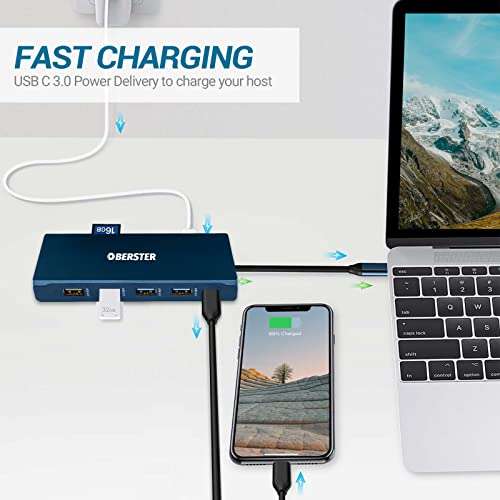 OBERSTER USB C Docking Station, 12 in 1 Triple Display USB C Hub Compatible with Thunderbolt 3 MacBook & Win £14.28 with Voucher @ Amazon