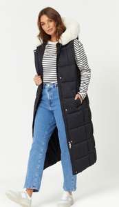 Be You Longline Faux Fur trim Padded Gilet. Sizes 8 12 14. Additional saving with code