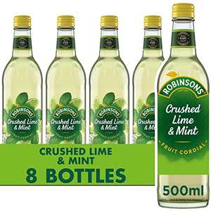 Robinsons Crushed Lime and Mint Cordial, 500ml pack of 8 on offer at £20 plus 10% off on S&S @ Amazon
