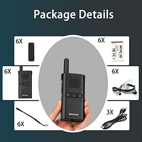 RETEVIS RB628B WALKIE TALKIE Two Way Rechargeable Radios 6pieces - £67.19 with on-site voucher @ Sold by Retevis Dispatched by Amazon