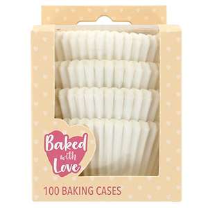 Baked with Love White Greaseproof Paper Cupcake Cases, 50mm, Pack of 100