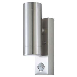 LAP Candiac Outdoor LED Up & Down Wall Light With PIR Sensor Brushed Chrome 5.3W 2 x 350lm £11.99 Free C&C @Screwfix