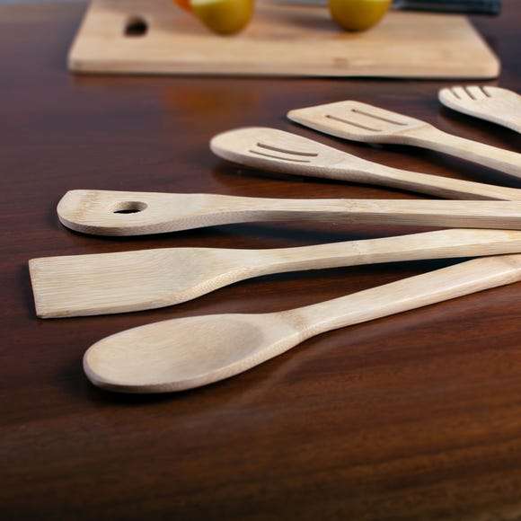 Bamboo Kitchen Utensil Set of 6 with Free click and collect from Dunelm