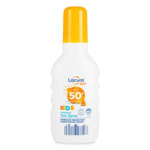 Lacura SPF 50+ Kids Sensitive Sun Spray 200ml / Lacura SPF 50+ Kids Coloured Sun Spray 200ml £3.49 Each @ Aldi
