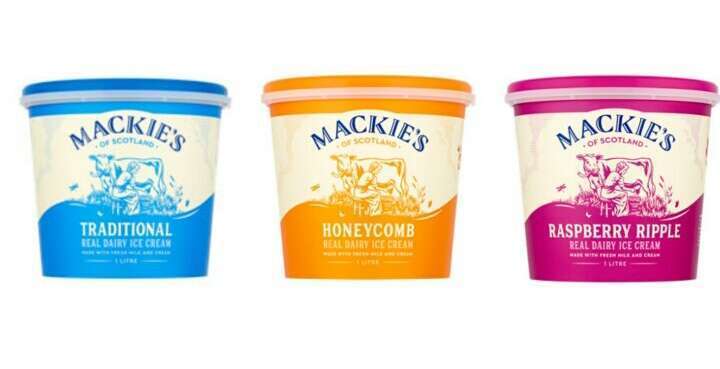 Mackie's Of Scotland Ice Cream 1L - Traditional Luxury Dairy / Raspberry Ripple / Honeycomb