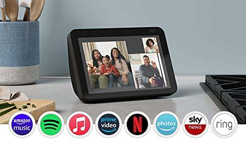 Echo Show 8, 2nd generation (2021 release), HD smart display with Alexa and 13 MP camera, Charcoal / Galcier White