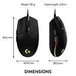 Logitech G203 LIGHTSYNC Gaming Mouse, Customizable RGB Lighting, 6 Programmable Buttons, Gaming Grade Sensor, 8K DPI Tracking - Black/ White