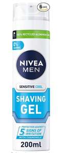 Nivea Men Sensitive Cooling Shaving Gel(200 ml) Alcohol-Free (Pack of 6) £10.20/£9.18 Subscibe & Save + 10% Off Voucher Off 1st S&S @ Amazon