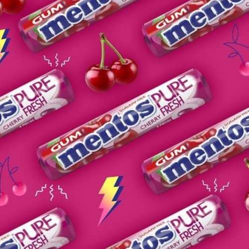 Mentos Gum Pure Fresh Cherry 8 Piece Roll (Pack of 24 Rolls) - £6.79 to £5.77 Max S&S