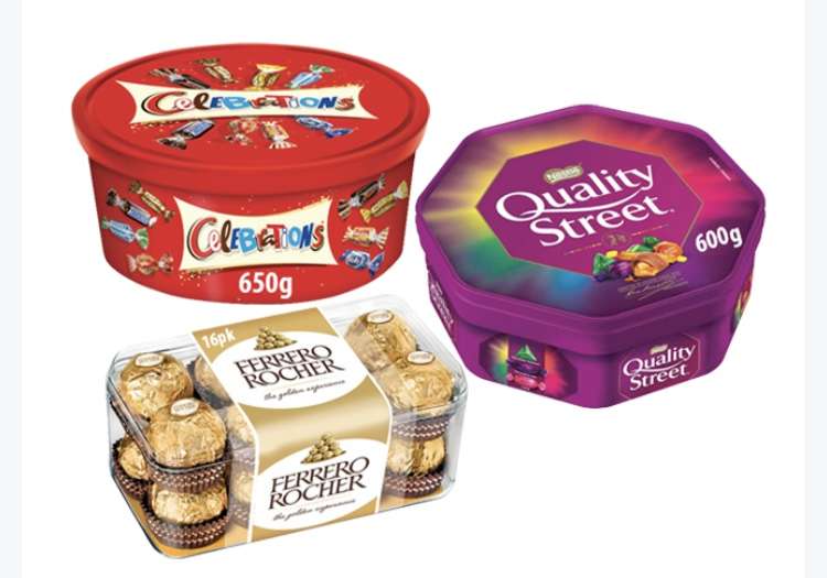 Chocolate tubs 600/650g & 16pk Ferrero Rocher Mix any 3 for £10 @ FarmFoods