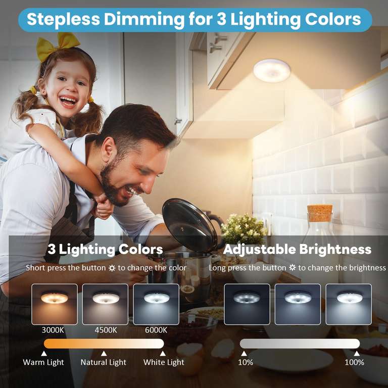 Motion Sensor Lights Indoor, Rechargeable Stair Lights, 3-Color Upgrade 4 Pack with code - Sold by HDP DEVEIOPERS LIMITED FBA
