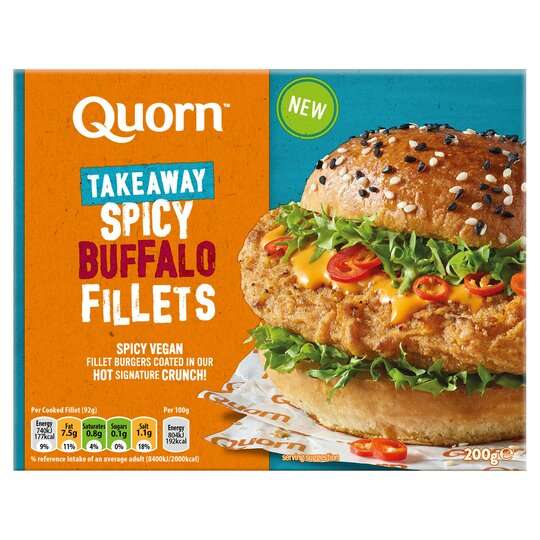 Vegetarian/Vegan Quorn Takeaway 2 Spicy Buffalo Fillets 200G/Quorn Crunchy Fillet Burgers 2 Pack 190G/ £1.50 Each (Clubcard Price) @ Tesco