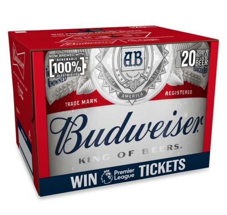 Budweiser Limited Edition Beer Bottles 20 X 300ml (4.5% ABV) £9.99 @ Aldi