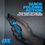 OX TOOLSPro Heavy Duty Fixed Blade Folding Knife, Blue / Black