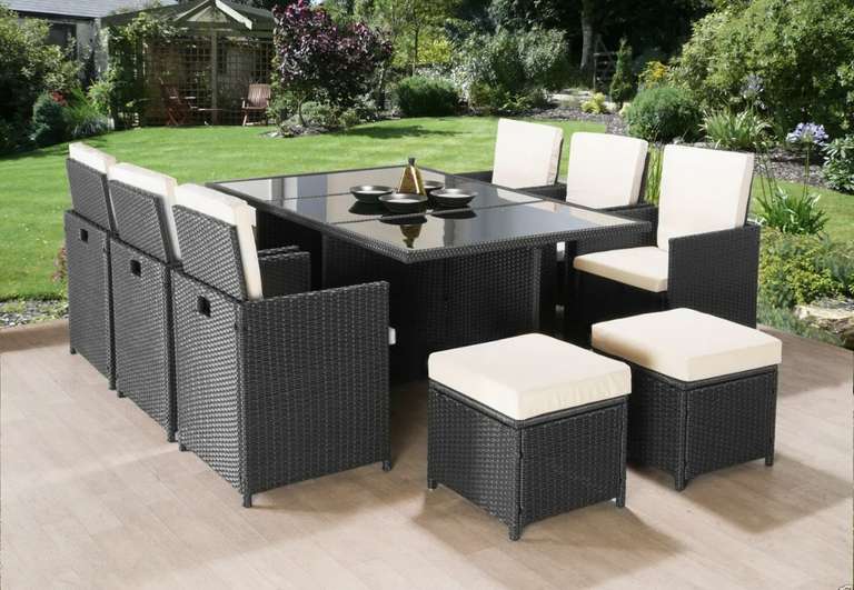 9 Piece Rattan Garden Furniture Cube Set Chairs & Table £263.27 Delivered With Code @ klieninteriors eBay