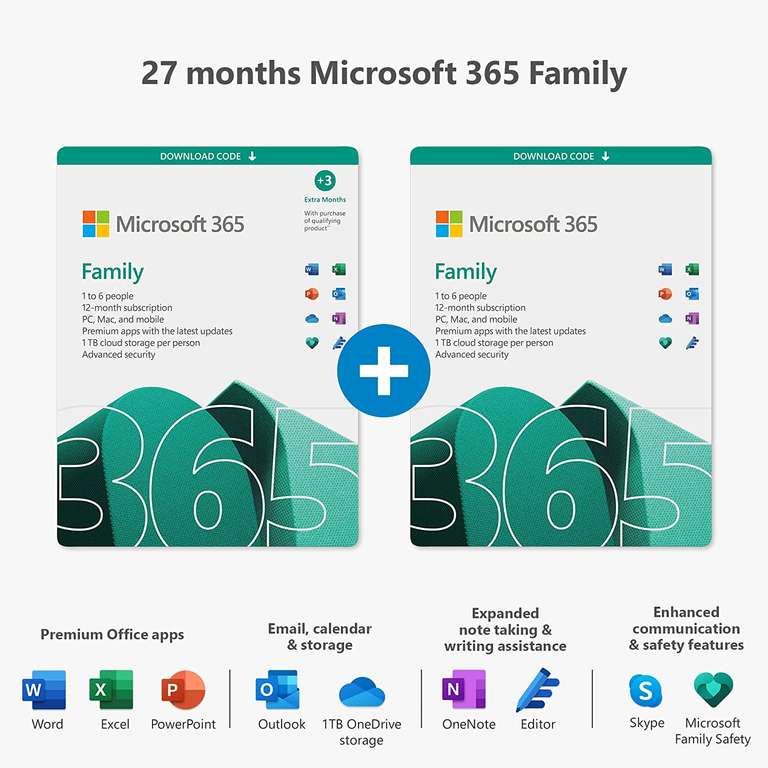 Microsoft 365 Family (aka Office 365) - 27 months subscription Up to 6 ...