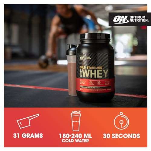 Optimum Nutrition Gold Standard 100% Whey Muscle Building and Recovery Protein Powder, Vanilla Ice Cream Flavour, 76 Servings, 2.28 kg