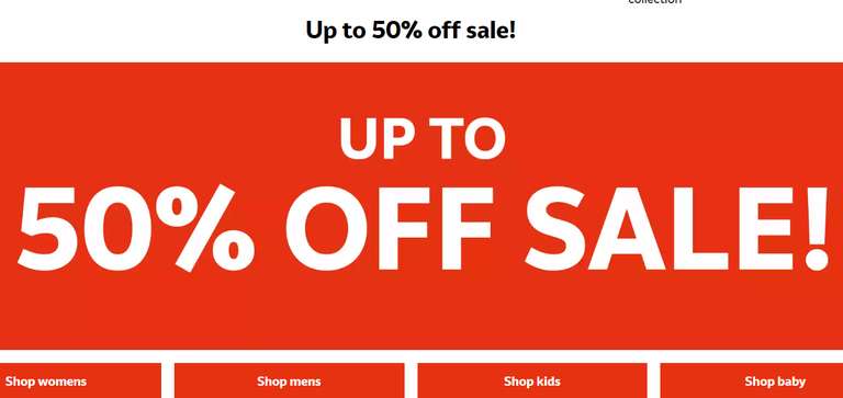 Up to 50% off the Sale + Free Click and Collect