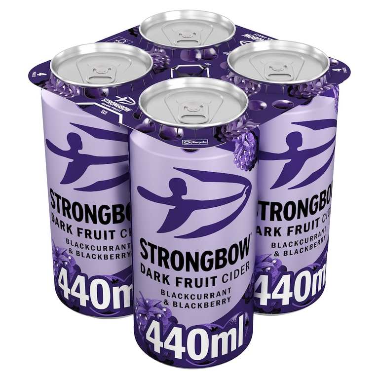Strongbow Dark Fruit Cider Can 4 x 440ml (Possibly free after cashback)