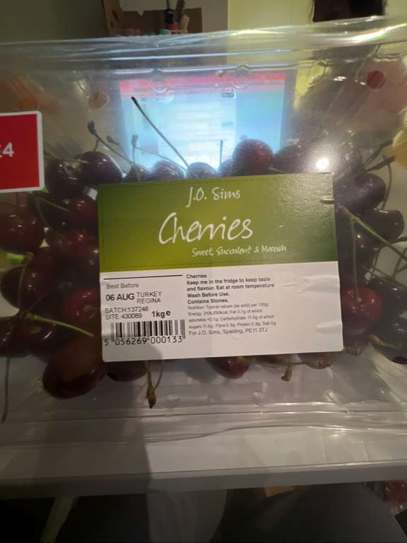 J O Sims 1 KG Cherries £4 in Hayes