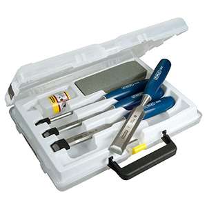 Stanley Bevel Edge Chisel Set and Oilstone (4 Pieces) £14 (Usually dispatched within 1 to 2 months) @ Amazon