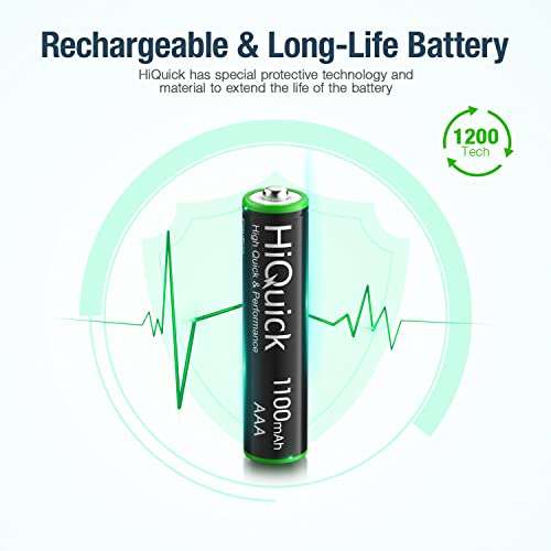 HiQuick 16 x AAA Batteries, Rechargeable 1100mAh Ni-MH Battery High Capacity Performance - Sold by HiQuick