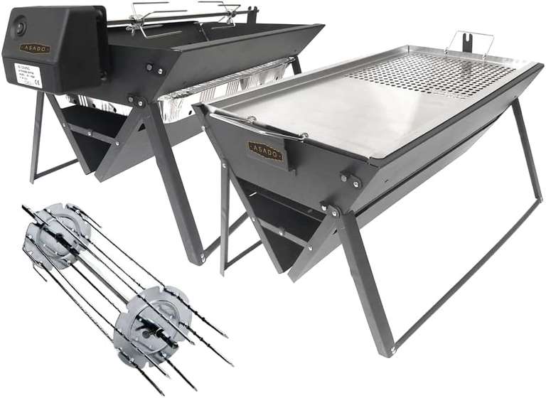 Asado uBer-Q Barbecue BBQ, Rotisserie, Grill Plate and Carry Bag Free Click & Collect