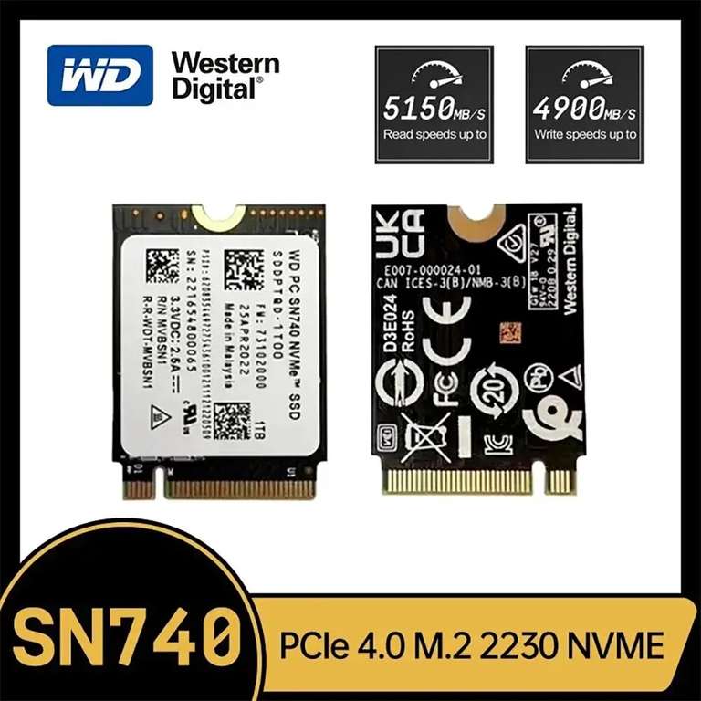 WD PC SN740 1TB M.2 2230 PCIe 4.0 NVMe SSD/Solid State Drive