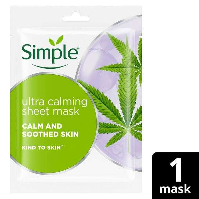 Simple Kind to Skin Biodegradable Sheet Mask Ultra Calming 1 pc £1.75 + £1.50 Click & Collect @ Boots