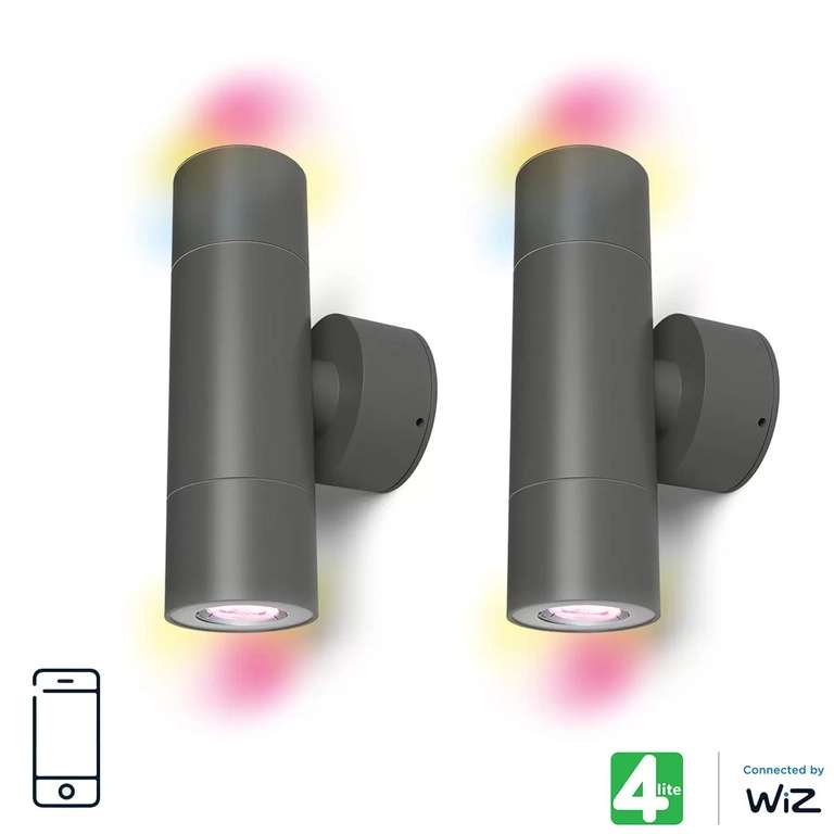 4lite WiZ Smart Outdoor Up Down Wall Lights, 2 Pack £58.99 (Membership Required) at Costco